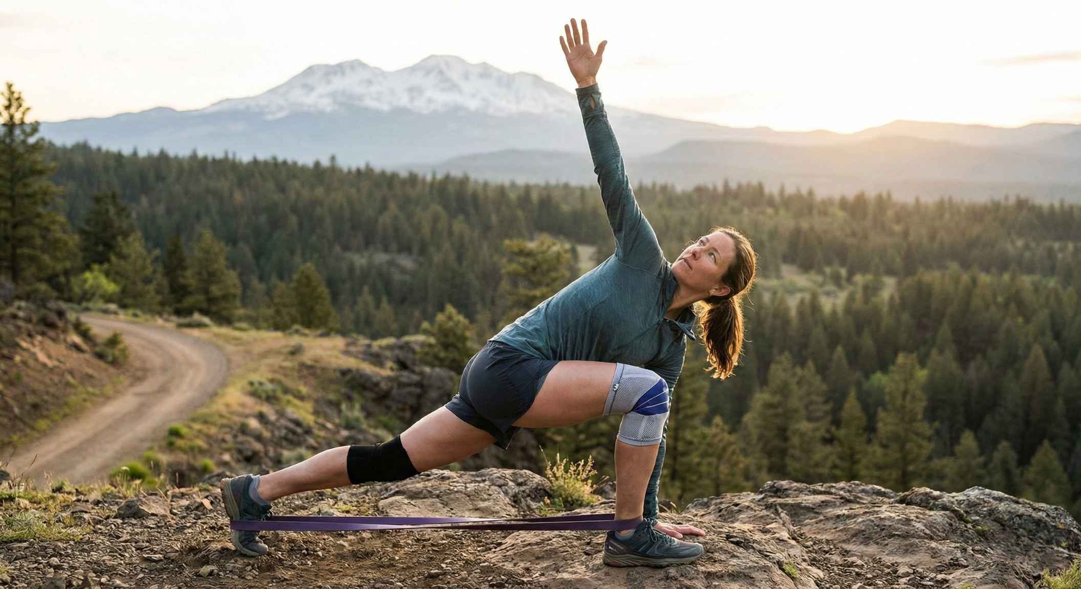 Person stretching outdoors representing mobility and recovery