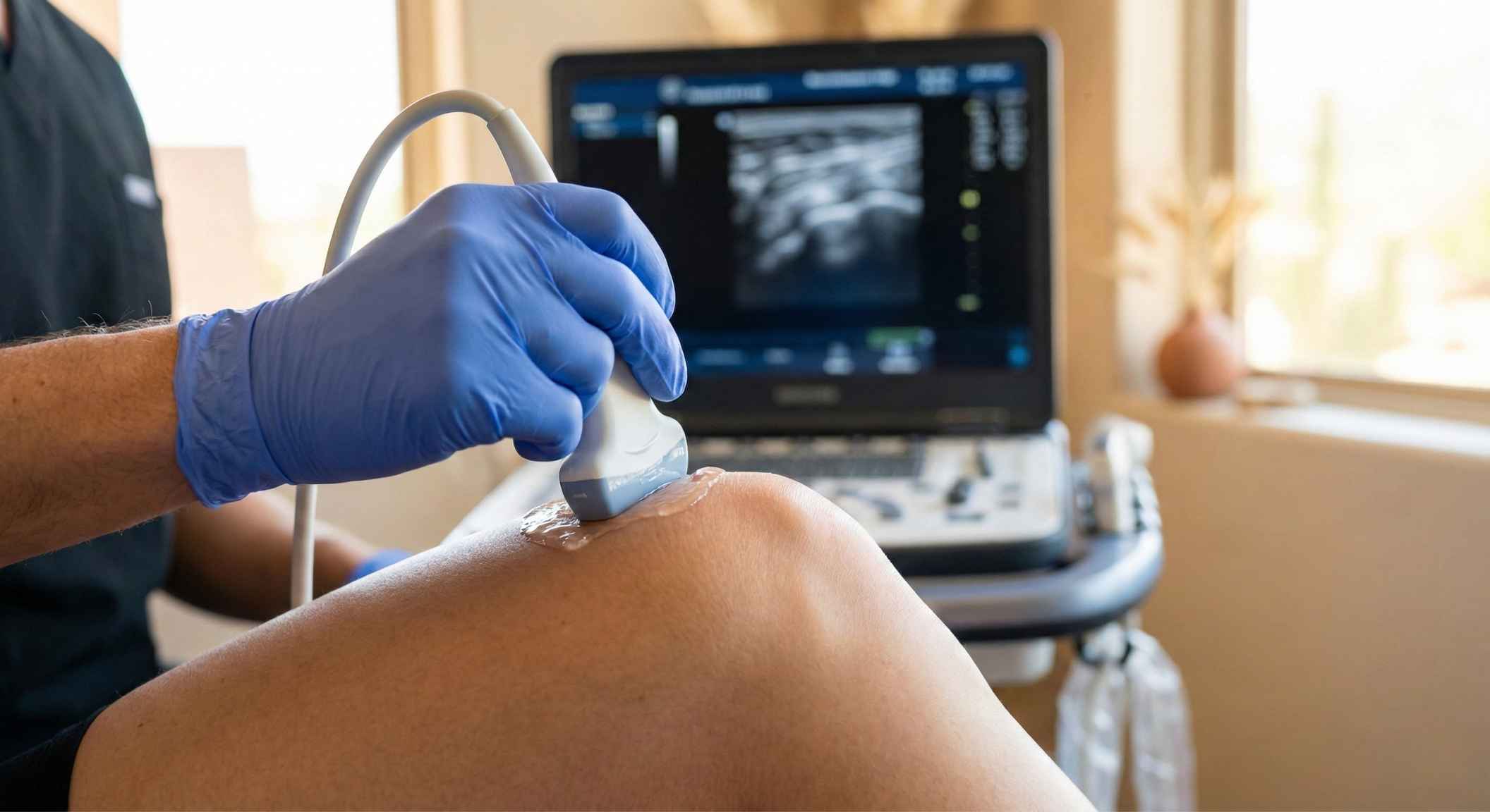Clinician using ultrasound guidance during a procedure